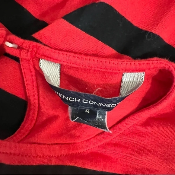 French Connection Black and Red Striped Bodycon Stretch Dress Size 4 Keyhole - Picture 8 of 8